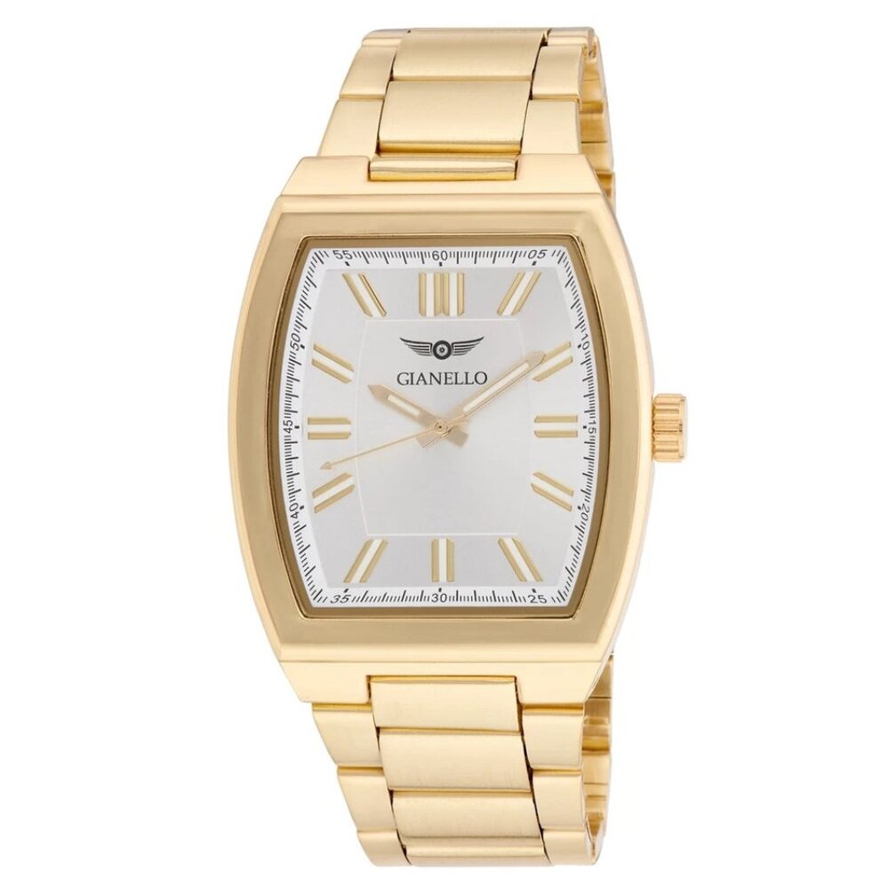 #8 Gianello Orion 44 Rectangle Silver Link Watch Gold Tone